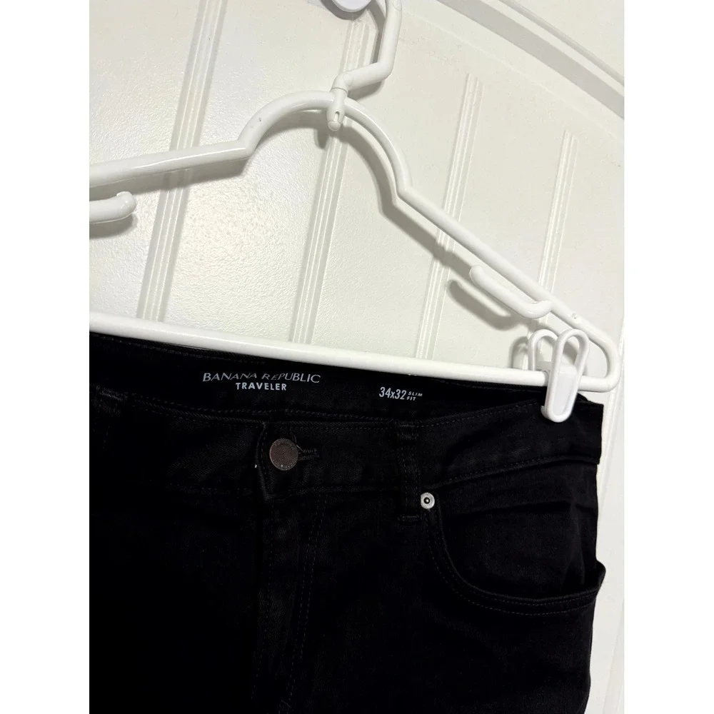 Banana Republic Pants Mens 34x32 Traveler Slim Fit Black EUC